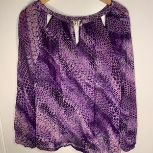 Jennifer Lopez Long Sheer Sleeve Blouse